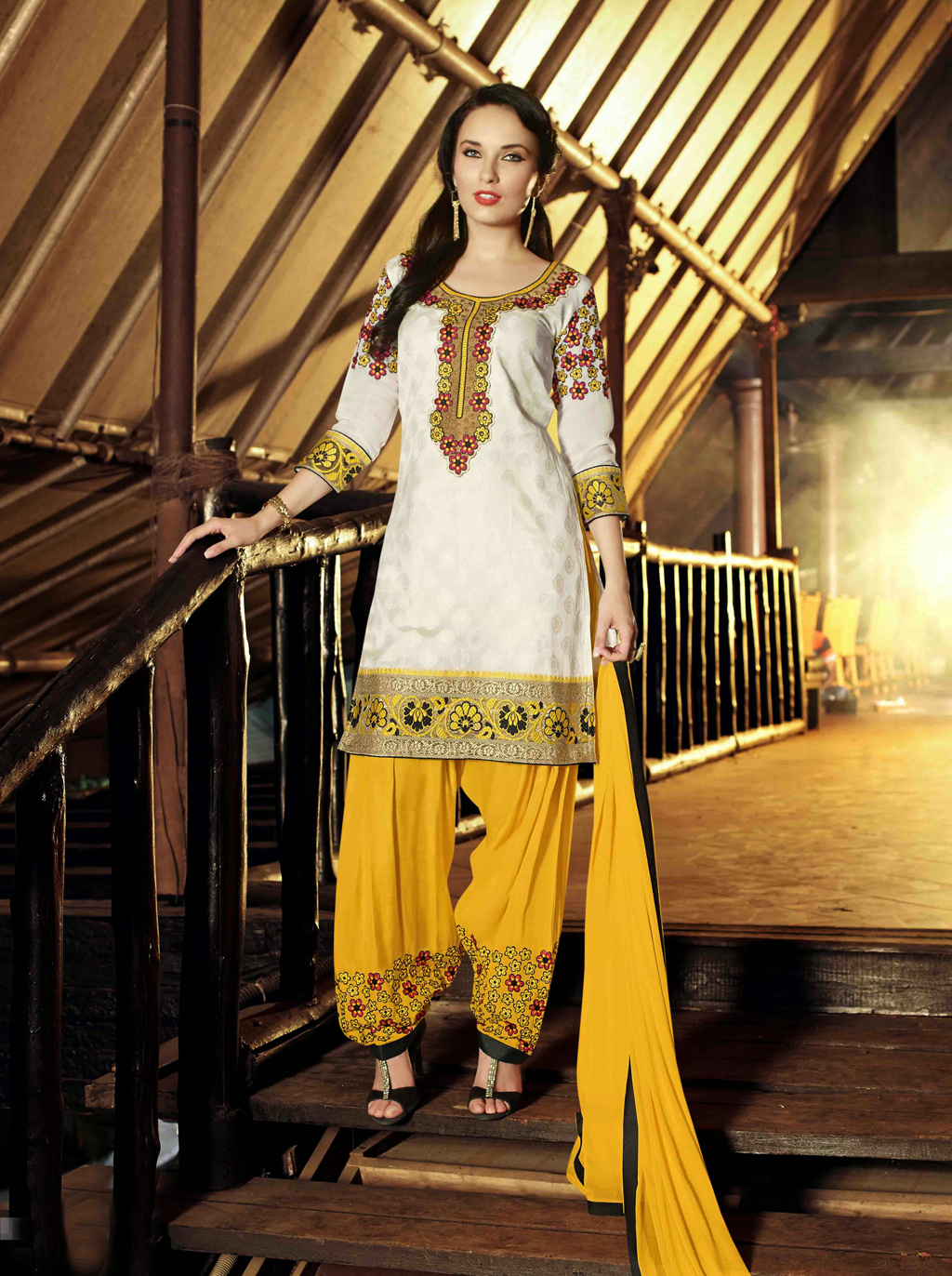 Off White Cotton Jacquard Punjabi Suit 47505