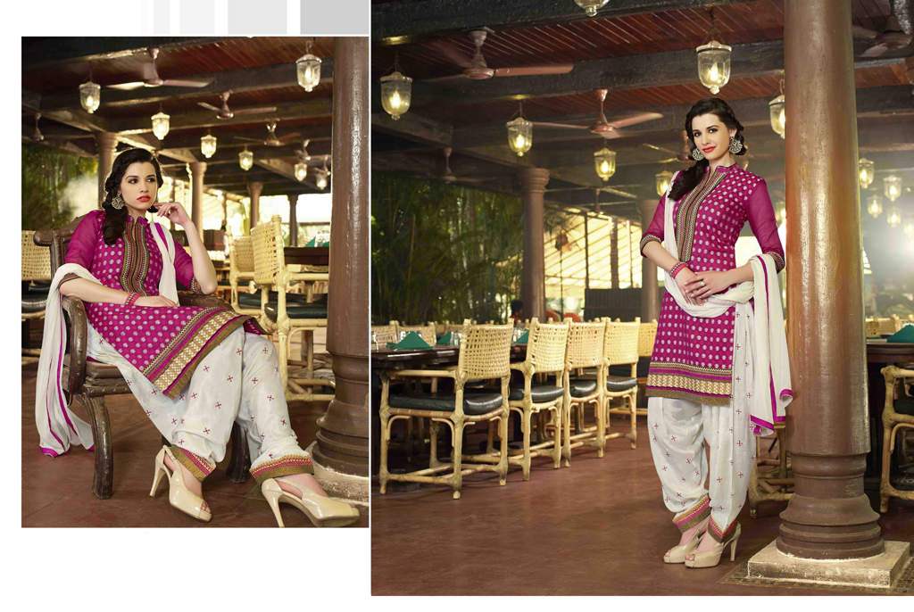 Magenta Cotton Jacquard Punjabi Suit 47506
