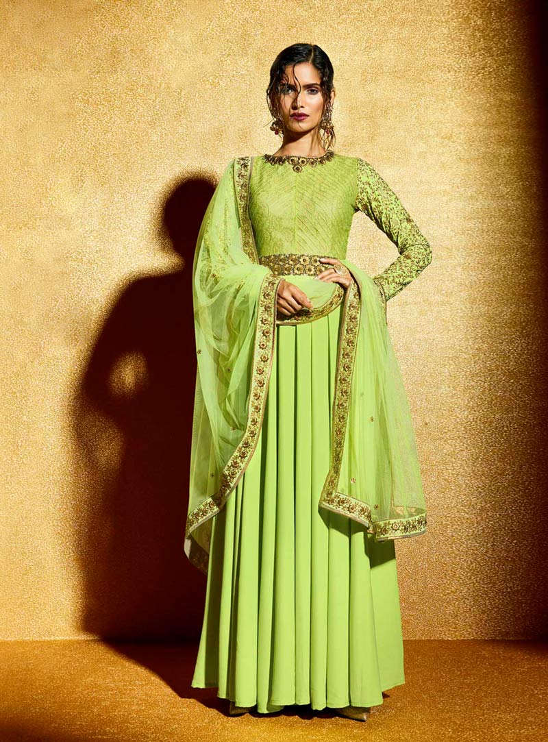 Green Moss Designer Anarkali Suit 69500