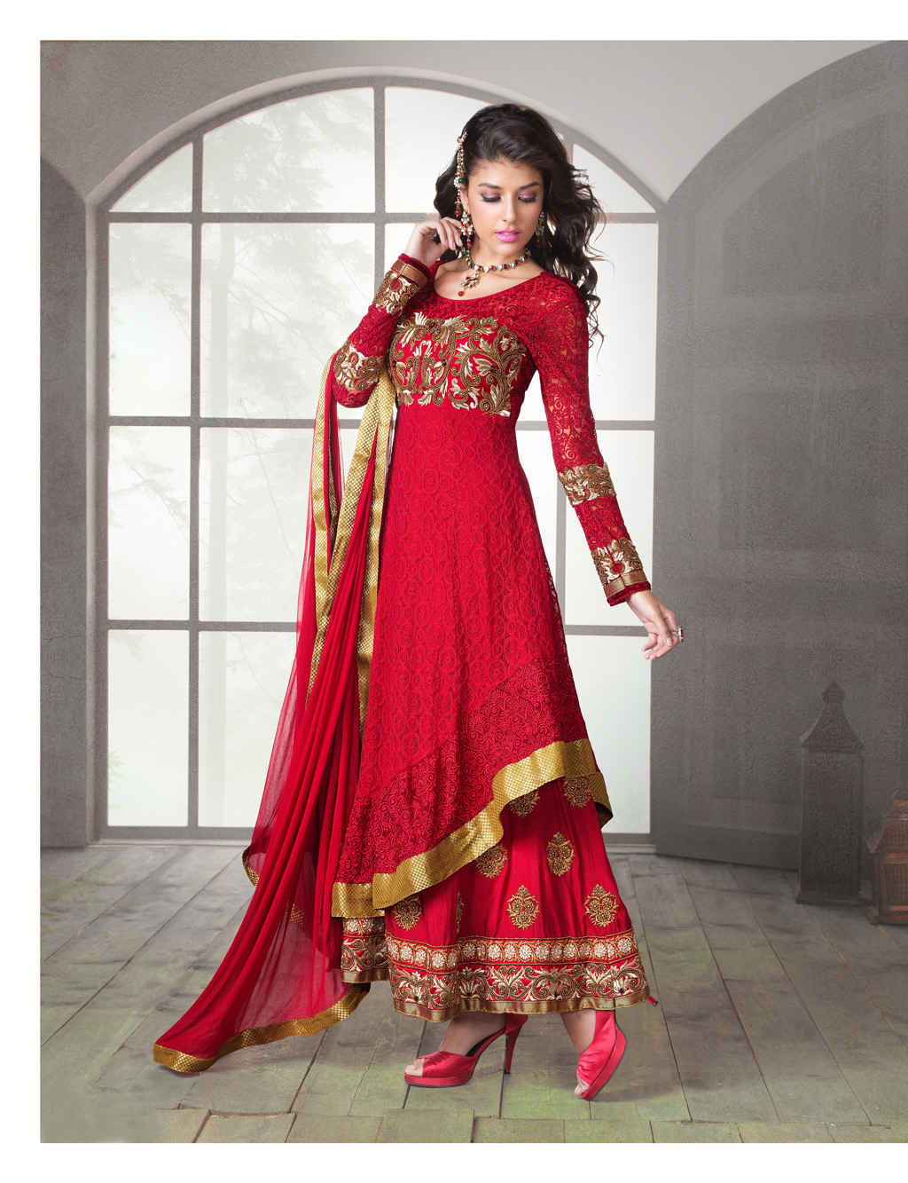 Red Resham Work Designer Salwar Suit 32515