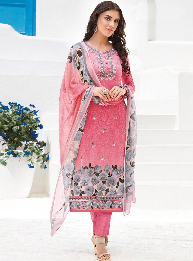 Pink Georgette Pakistani Style Suit 107704