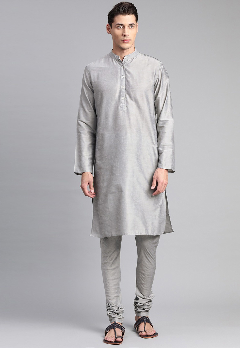 Grey Silk Kurta Pajama 238083