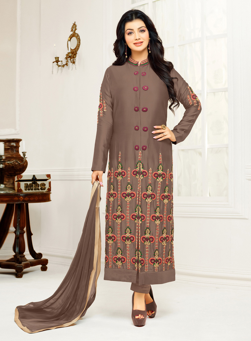 Ayesha Takia Light Brown Cotton Pakistani Style Suit 126025