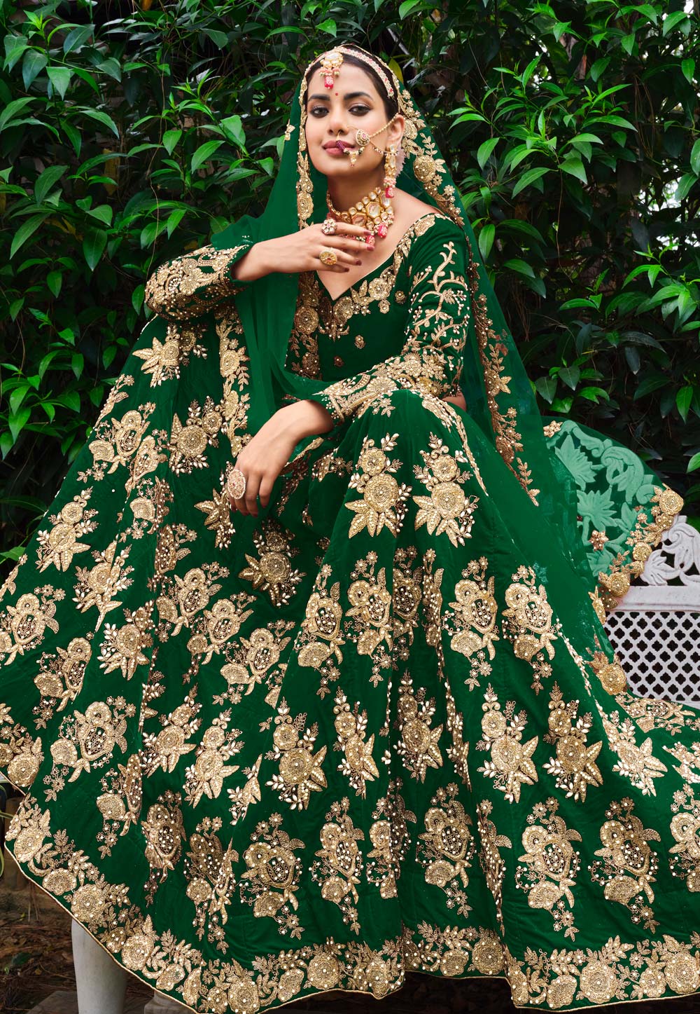 Green Net Circular Lehenga Choli 258077