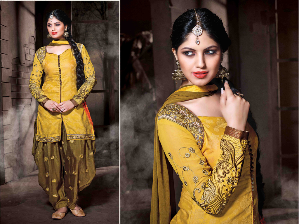 Yellow Cotton Silk Punjabi Suit 48016