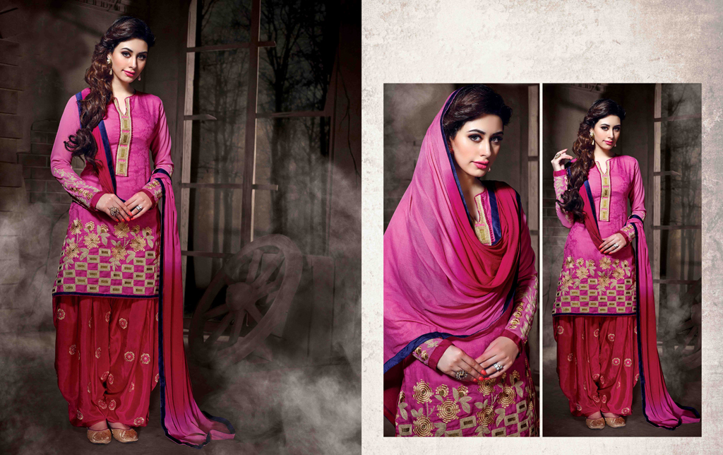 Pink Cotton Silk Punjabi Suit 48025