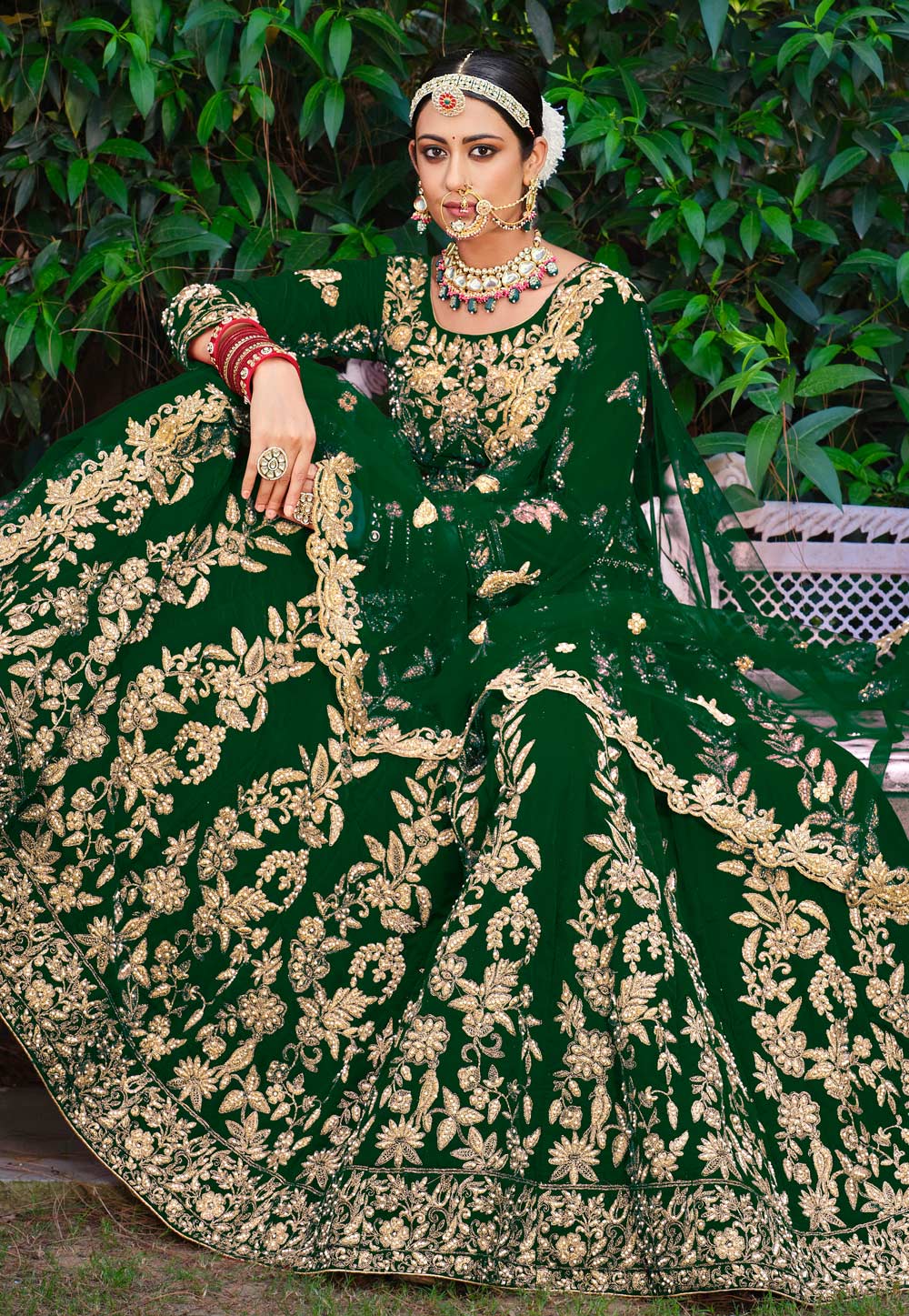 emerald-green-lehenga - ShaadiWish