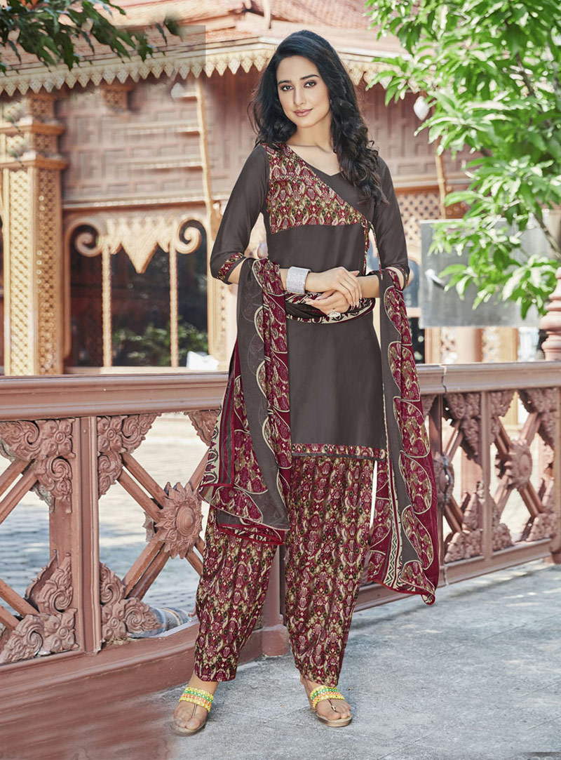 Brown Cotton Punjabi Suit 126212