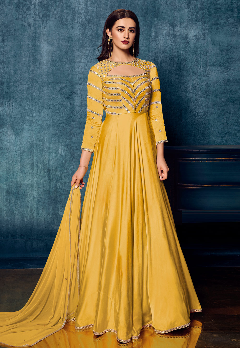 Yellow Satin Gown 241046