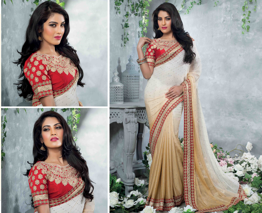 White Chiffon Party Wear Saree 48300