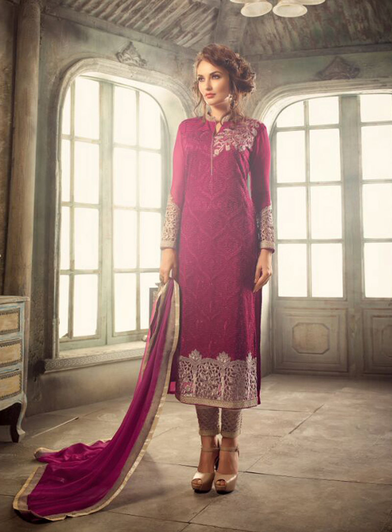 Magenta Georgette Pakistani Style Suit 78719