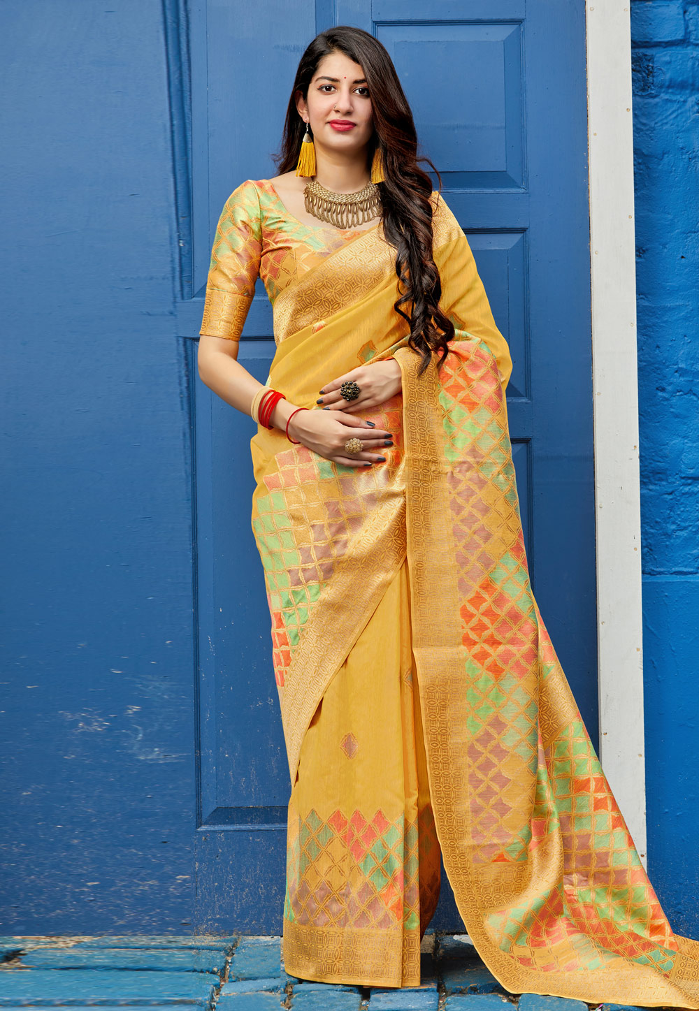 Yellow Silk Festival Wear Saree 206270