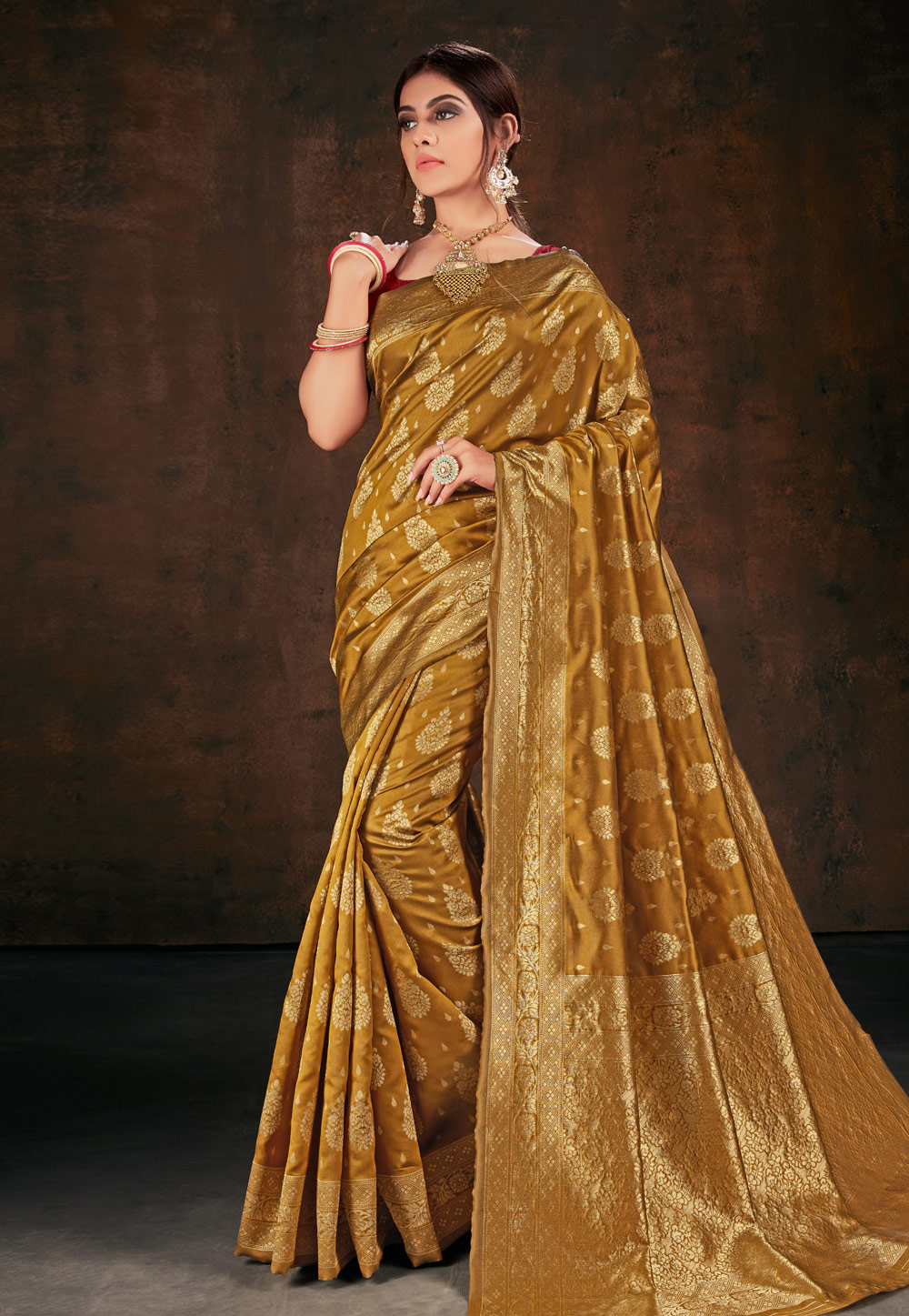 Mustard Banarasi Silk Festival Wear Saree 210667
