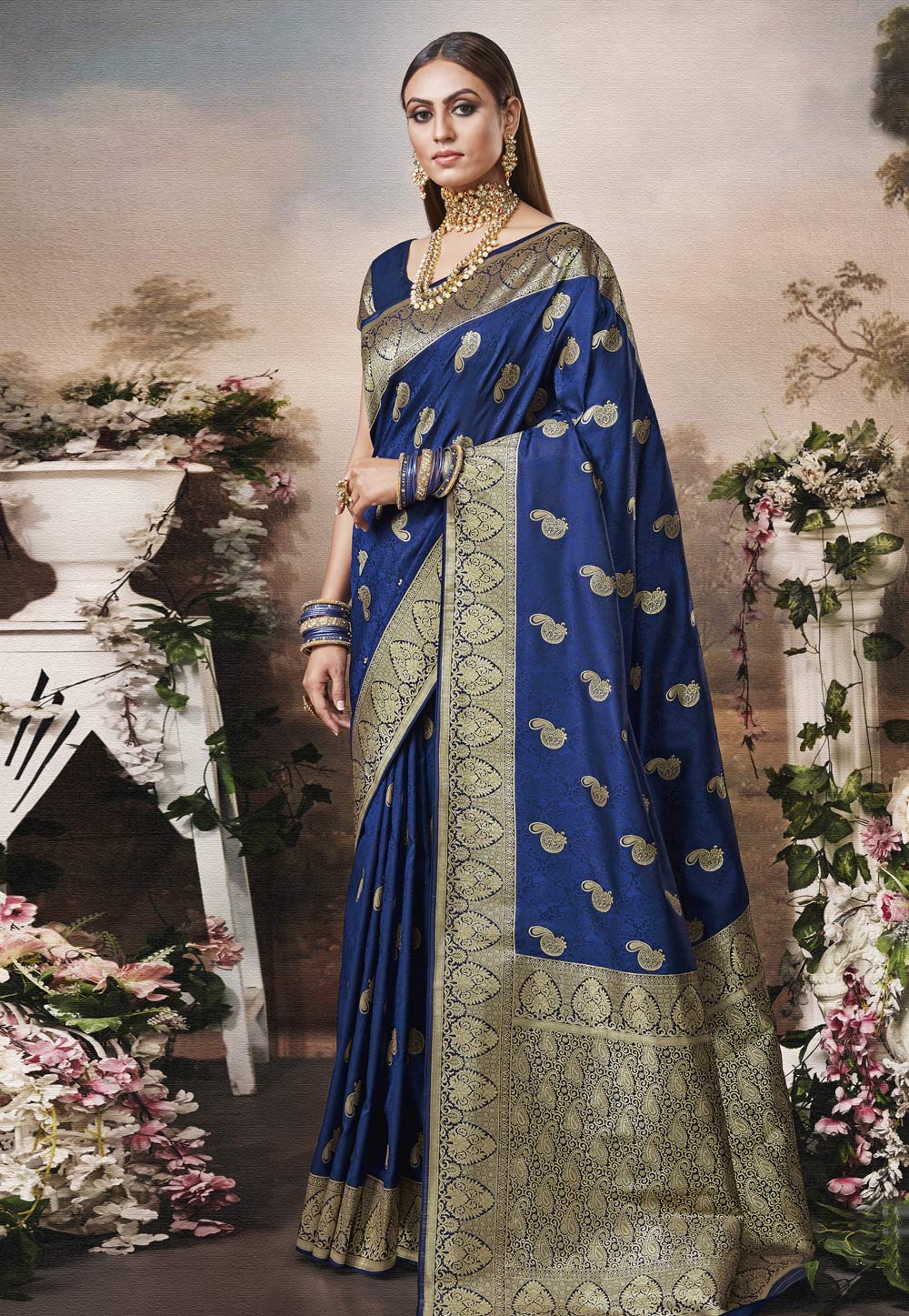 Blue Banarasi Silk Festival Wear Saree 211069