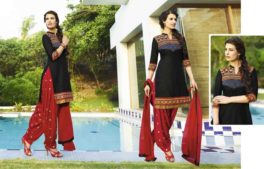 Black Cotton Punjabi Suit 48422