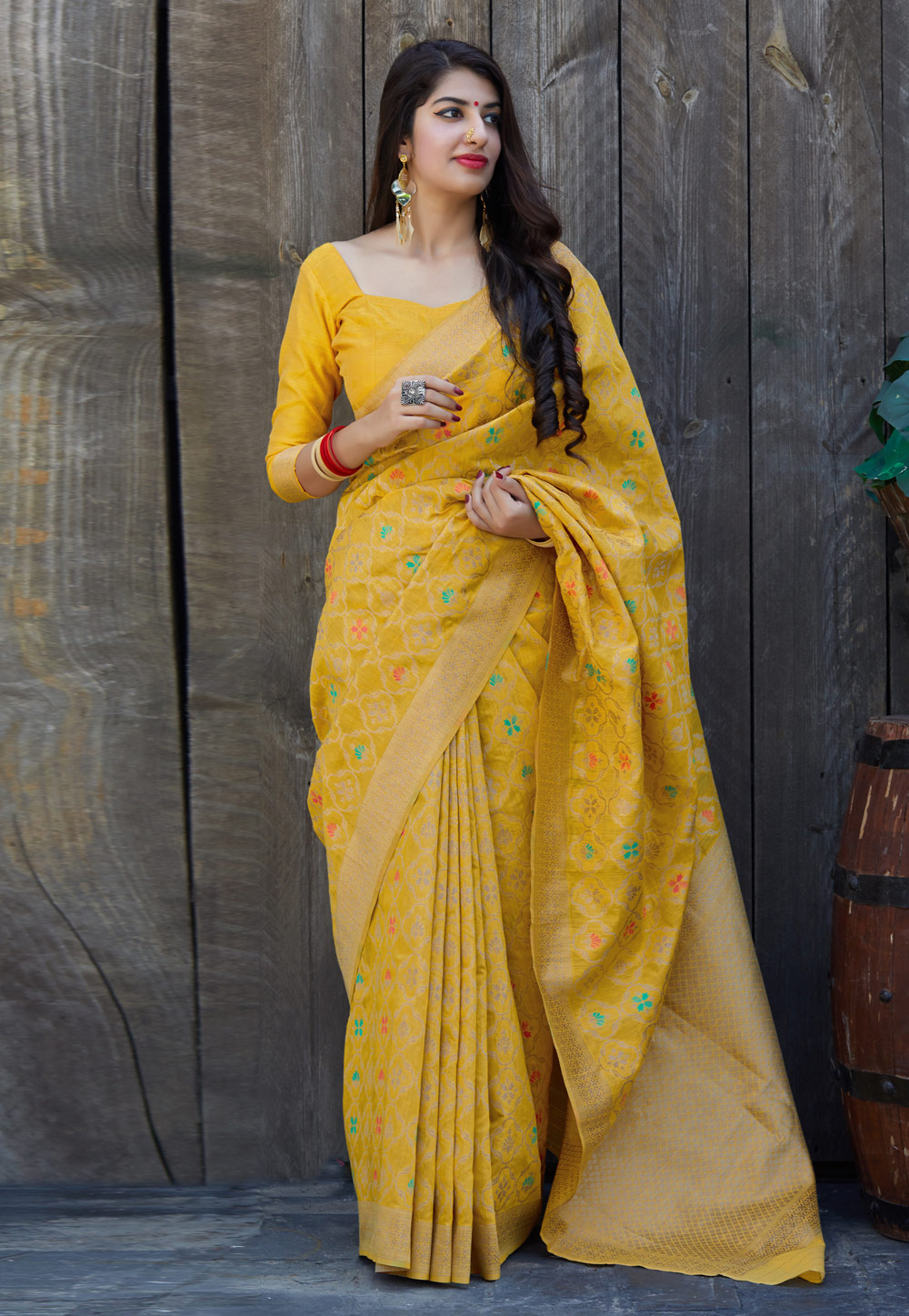 Yellow Silk Saree With Blouse 209366