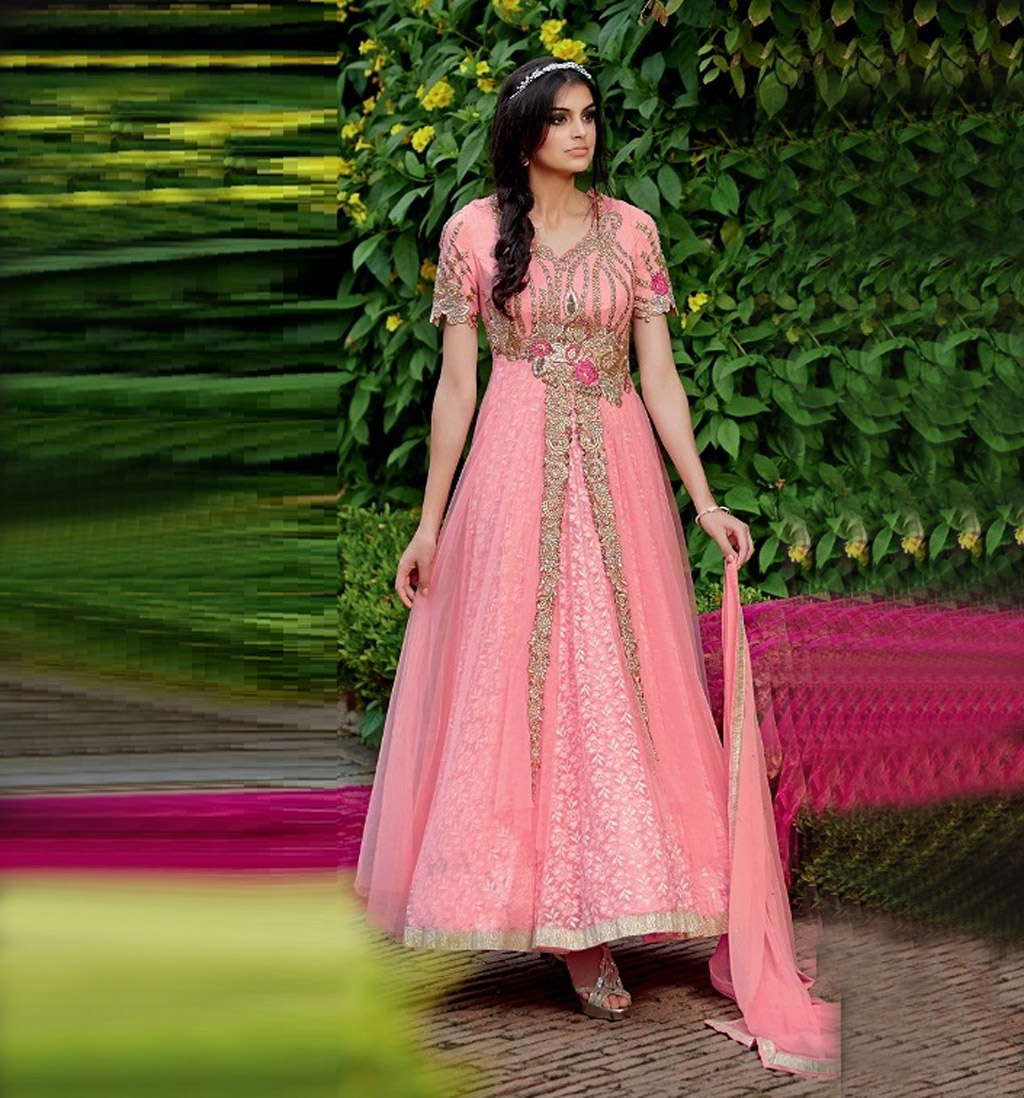 Pink Net Designer Anarkali Suit 59441