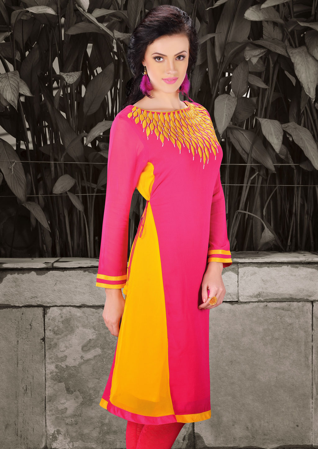 Pink Faux Georgette Designer Kurti 33565