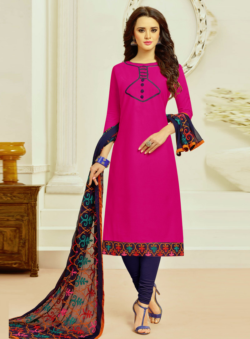 Purple Cotton Churidar Salwar Suit 127137