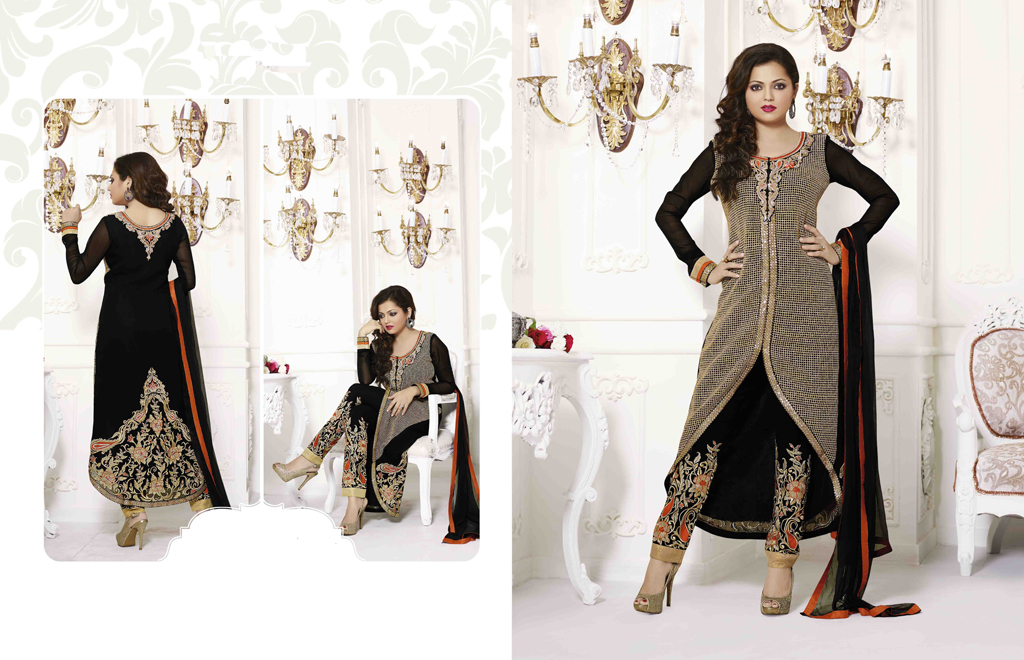Drashti Dhami Black Georgette Pakistani Style Suit 54445