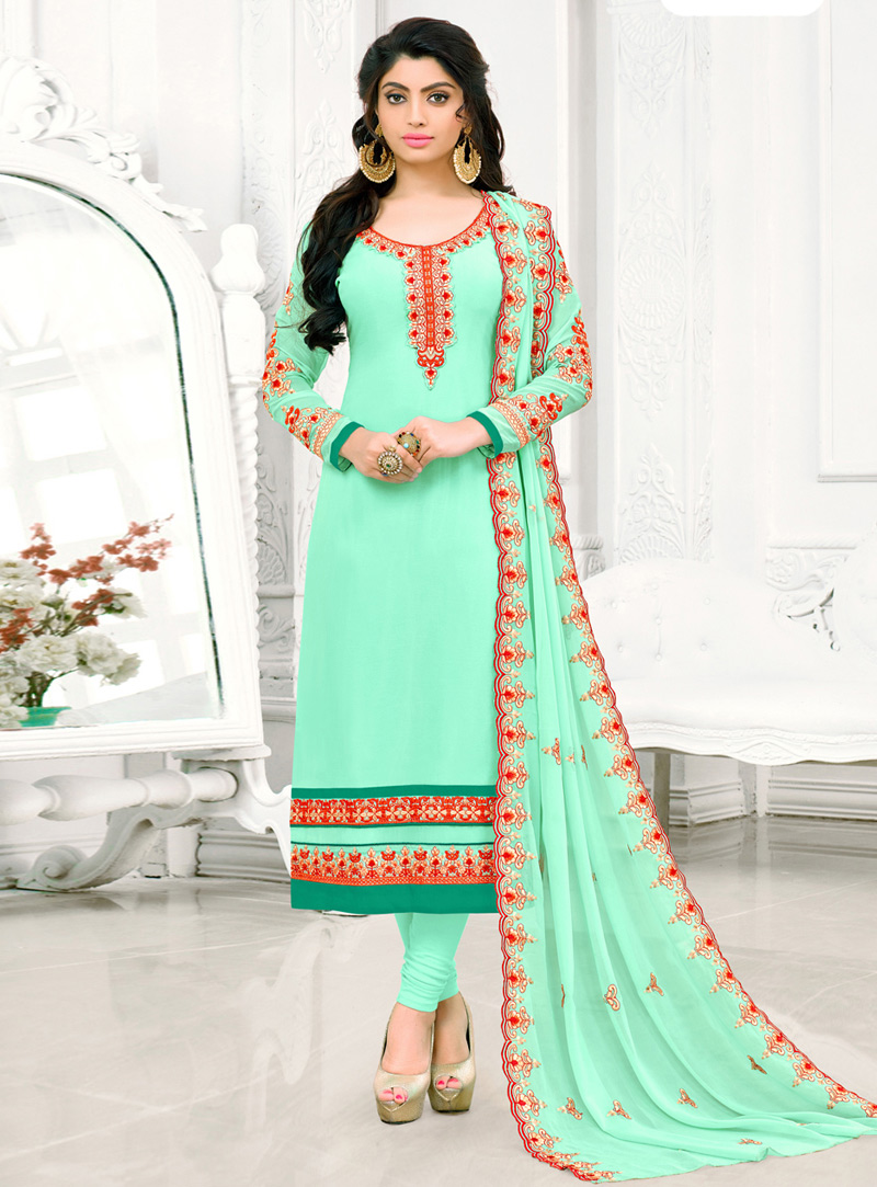 Light Green Georgette Churidar Salwar Suit 131654