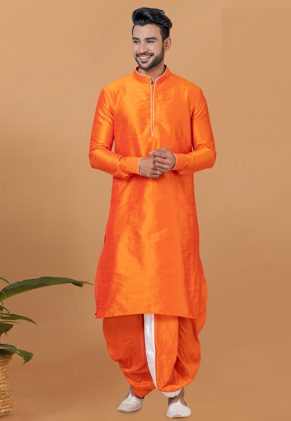 Orange Banarasi Dhoti Kurta 272274