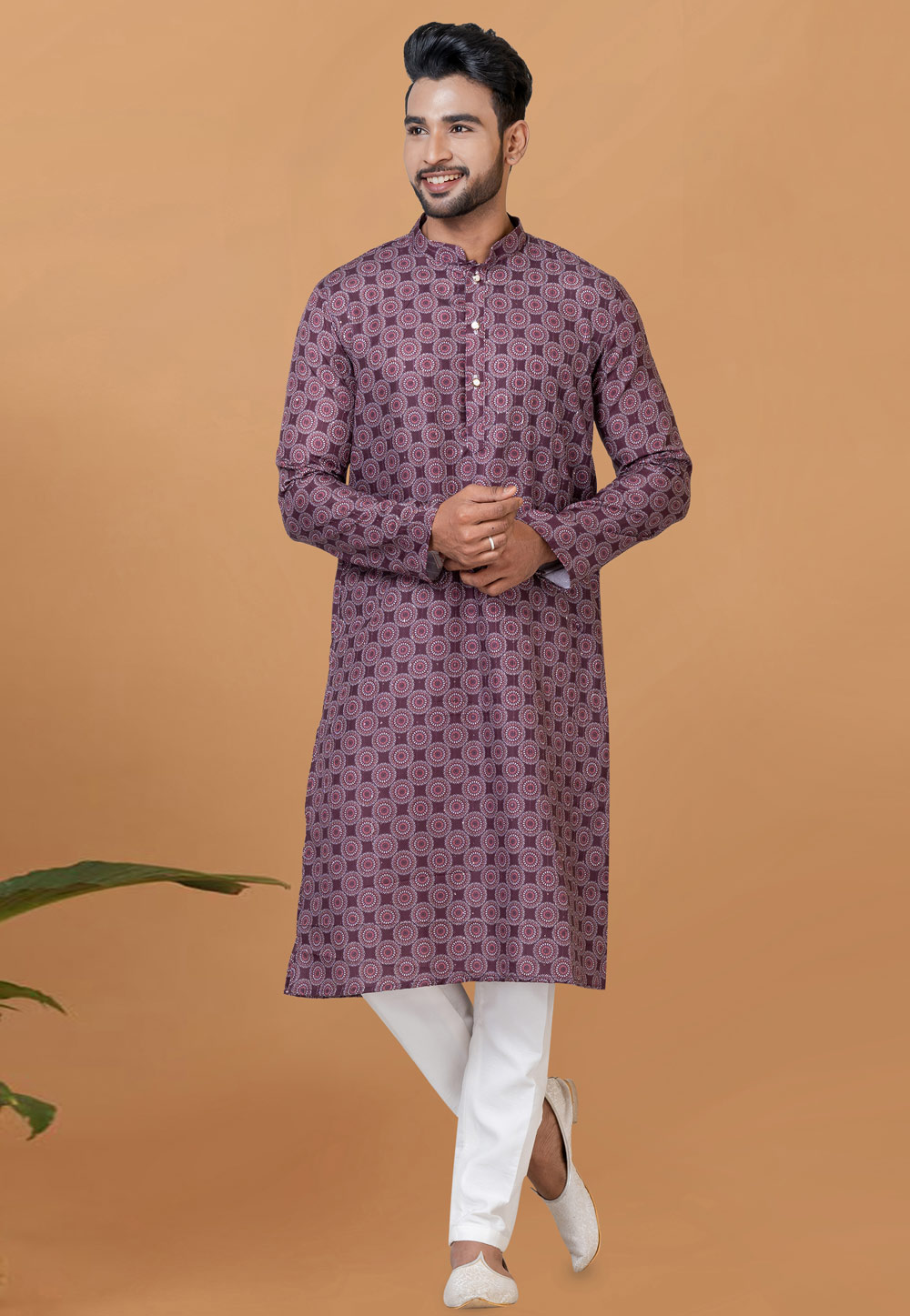 Purple Cotton Kurta Pajama 273040