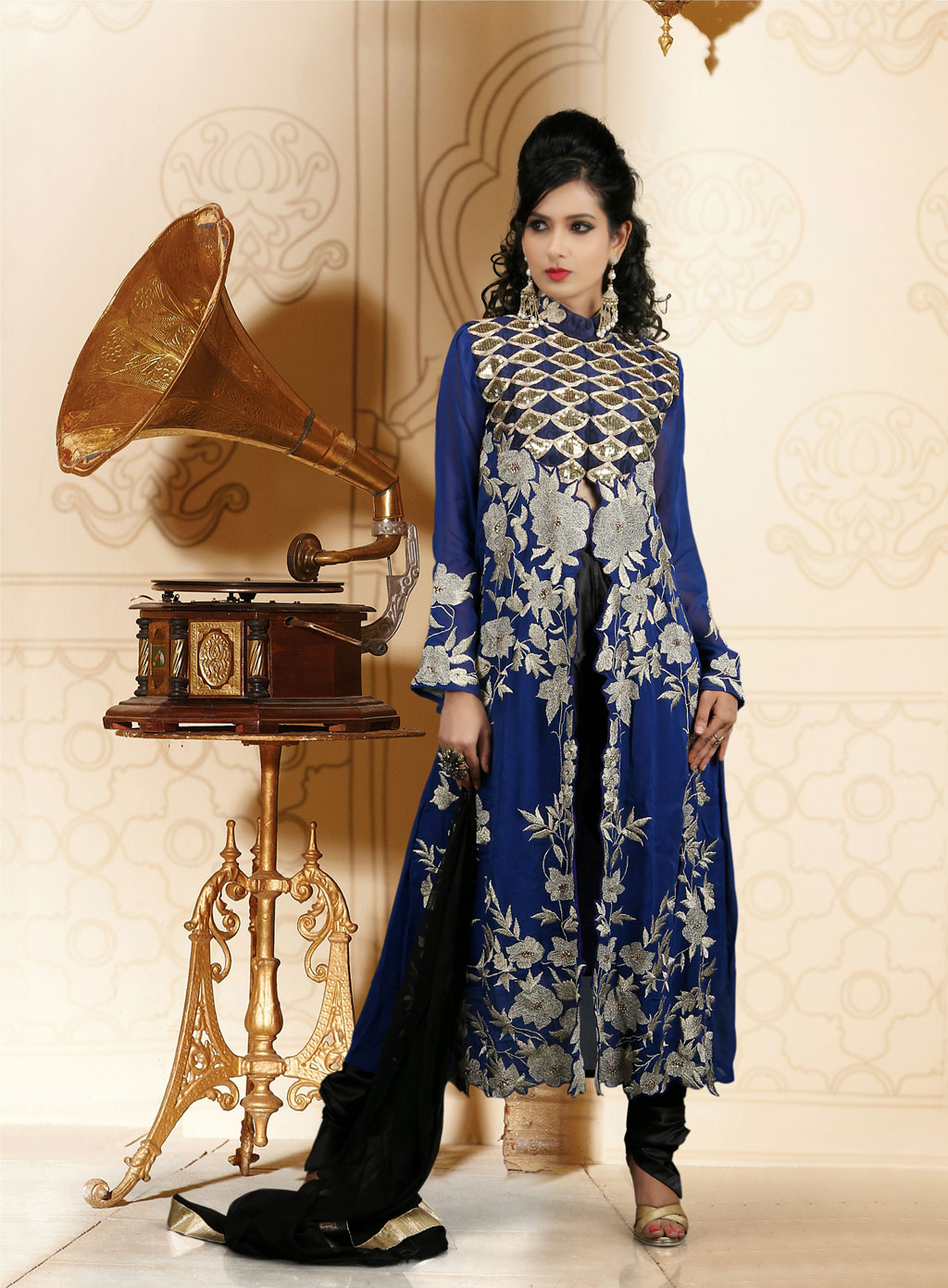 Blue Faux Georgette Designer Salwar Kameez 33942