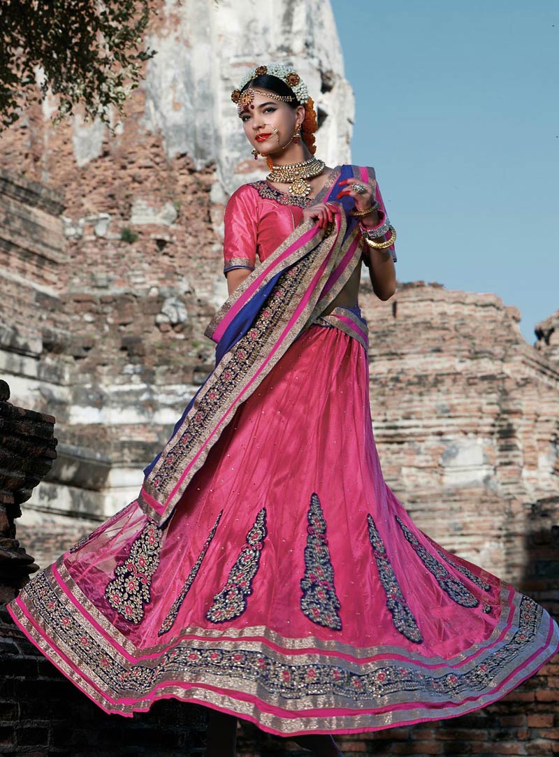 Pink Net Wedding Lehenga Choli 70114