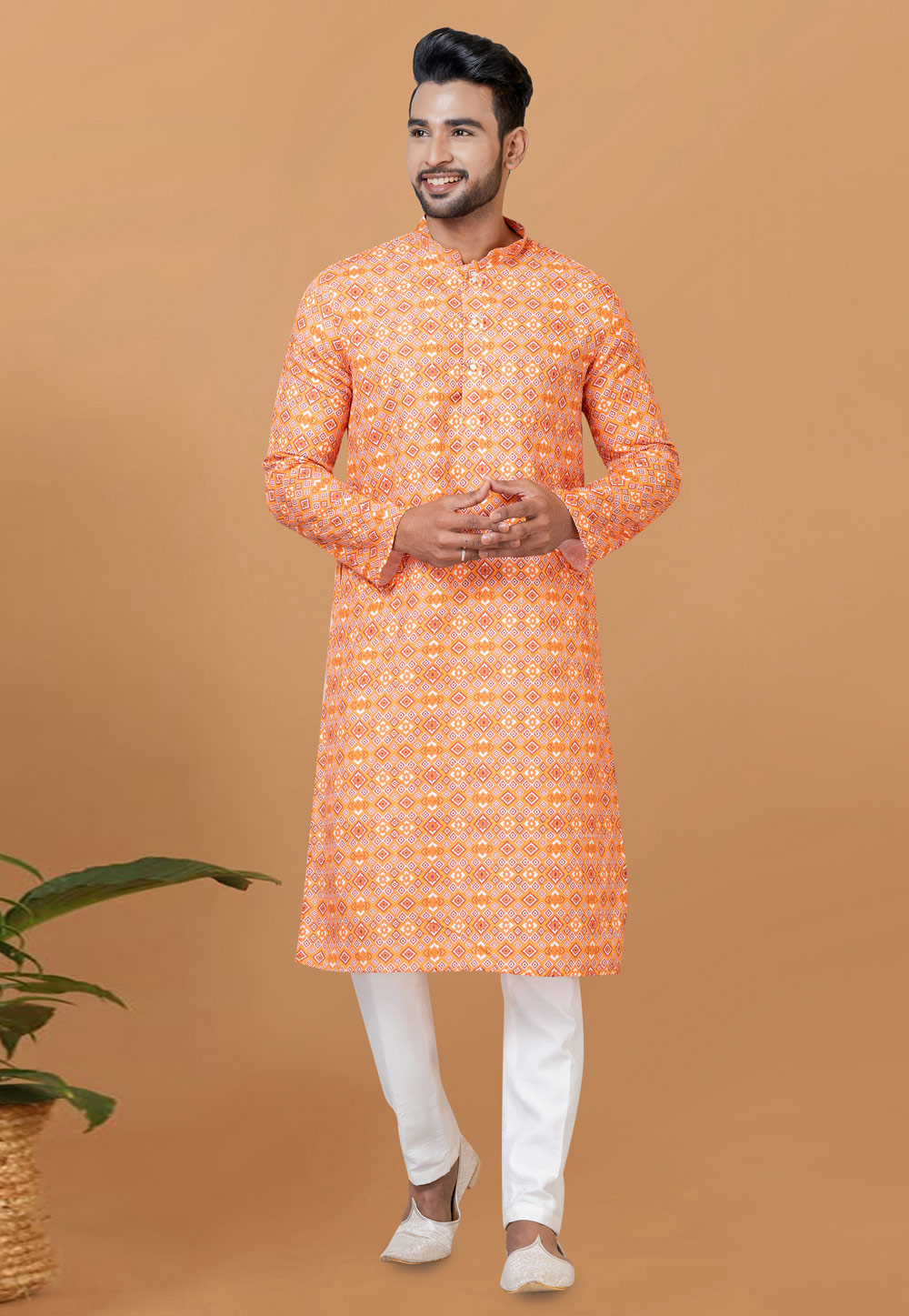 Orange Cotton Kurta Pajama 273043