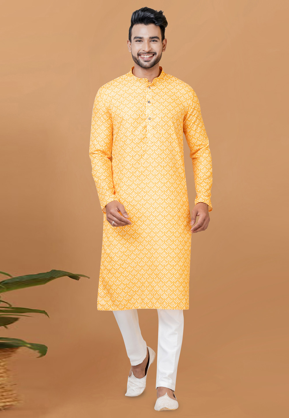 Yellow Cotton Kurta Pajama 273047