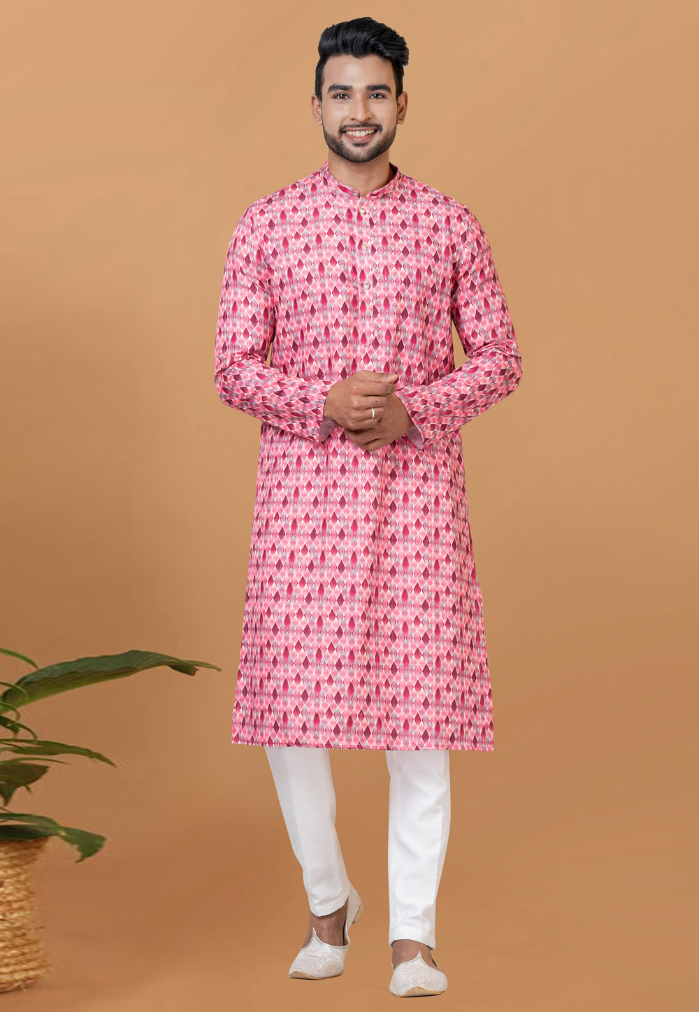 Pink Cotton Kurta Pajama 273052