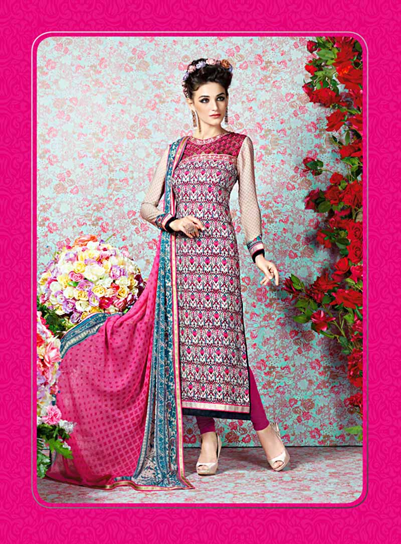 Pink Crepe Pakistani Style Suit 67025