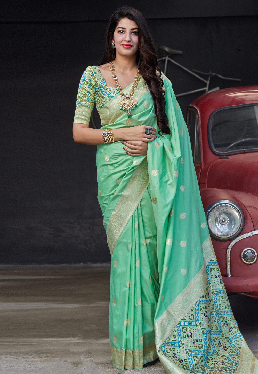 Light Green Banarasi Silk Festival Wear Saree 209036
