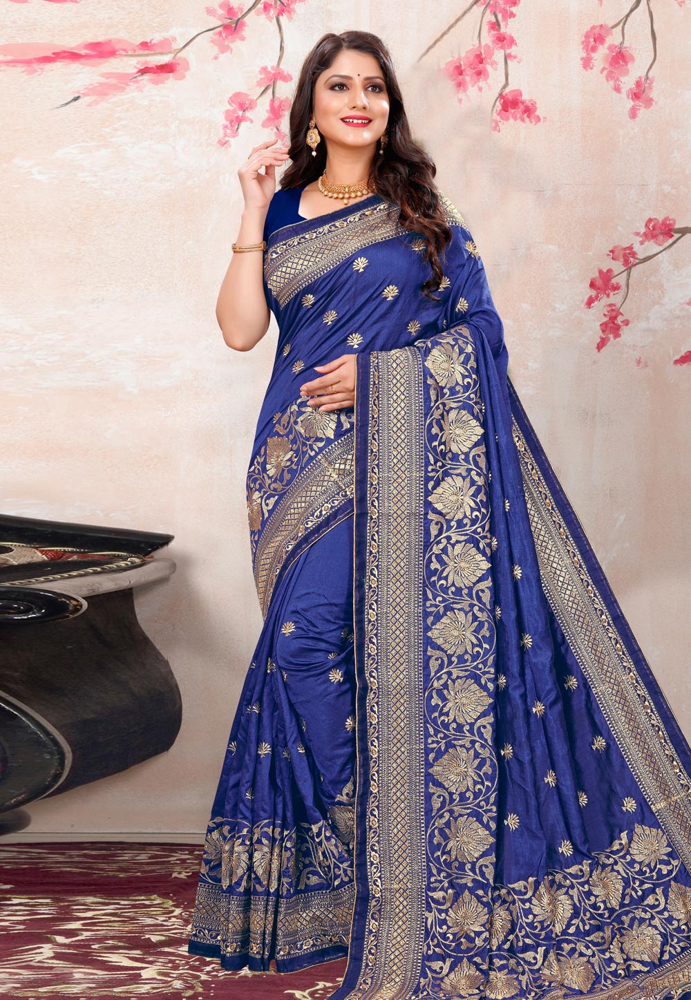 Blue Silk Festival Wear Saree 207070