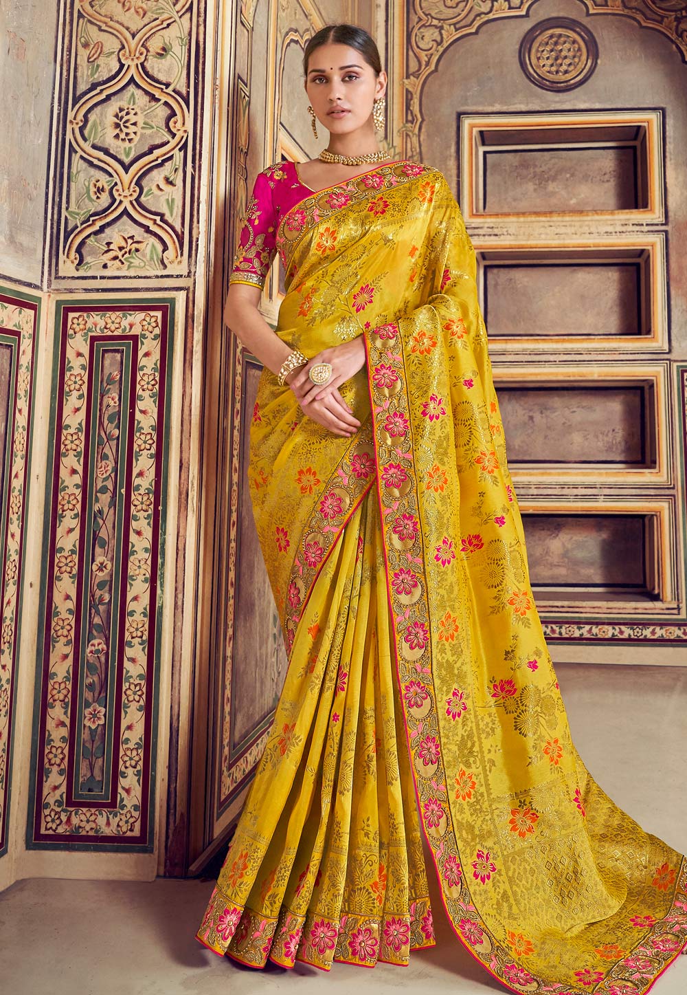 Yellow Silk Festival Wear Saree 188767