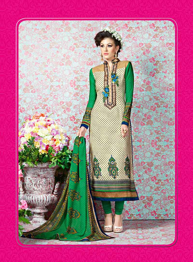 Beige Crepe Pakistani Style Suit 67031