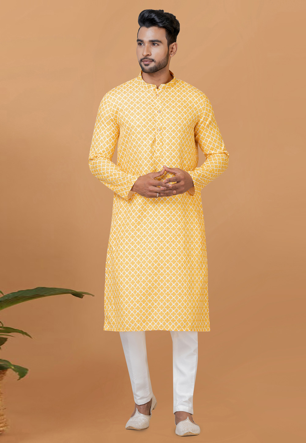 Yellow Cotton Kurta Pajama 273066