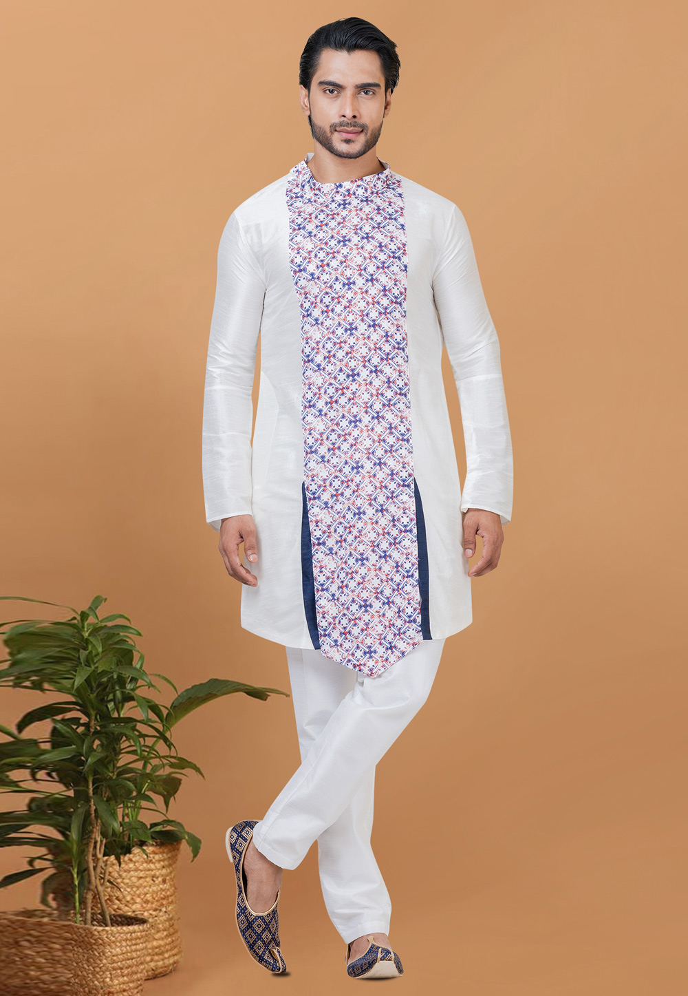 White Banarasi Kurta Pajama 272879