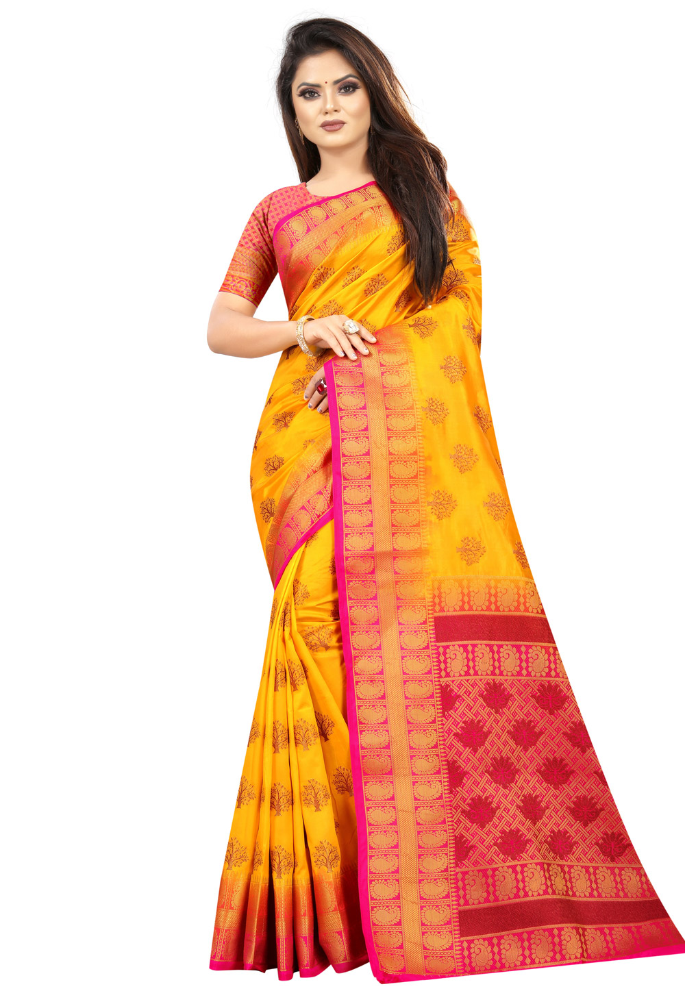 Yellow Silk Festival Wear Saree 214186