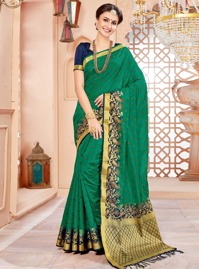 Green Art Silk Saree With Blouse 128668