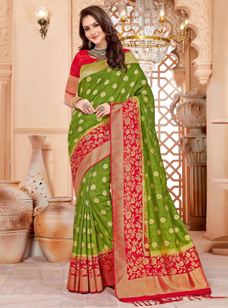 Green Art Silk Saree With Blouse 128670