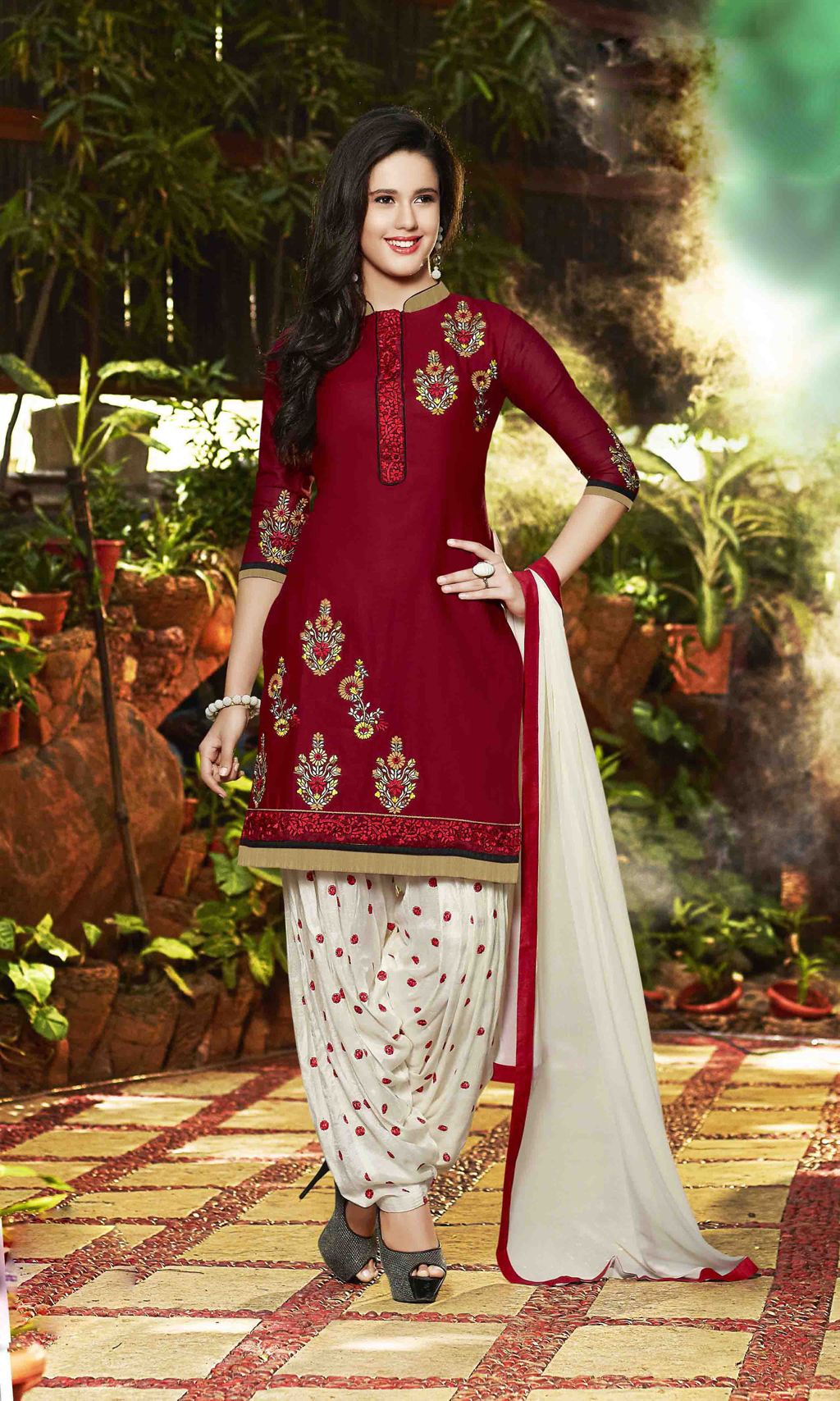 Red Cotton Punjabi Suit 56206