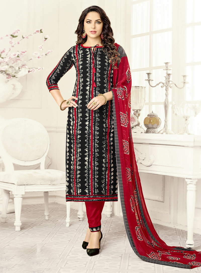 Black Rayon Pakistani Style Suit 129532