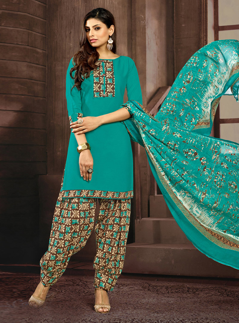 Sky Blue Cotton Punjabi Suit 129467