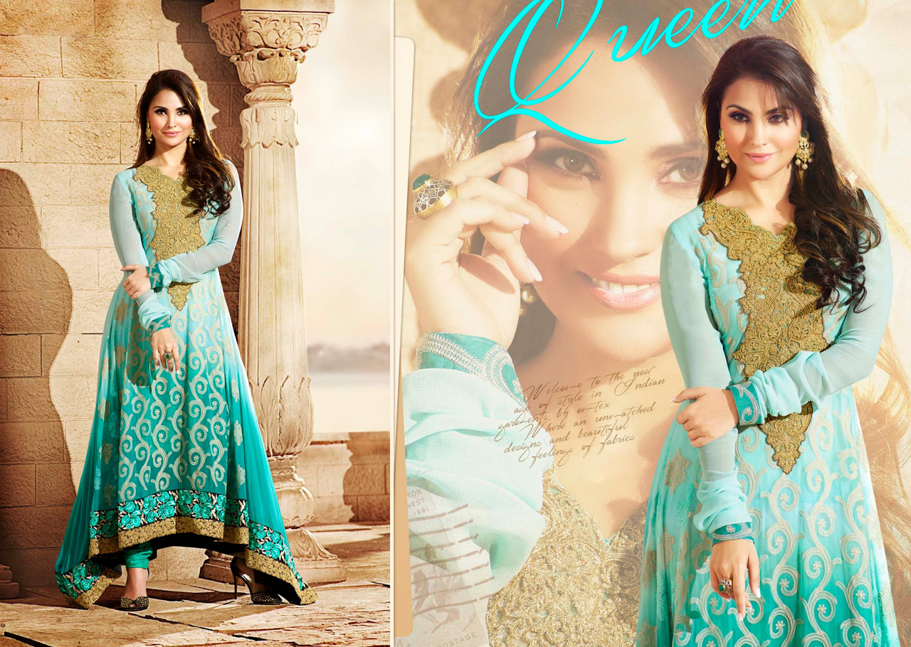 Lara Dutta Blue Karachi Work Party Wear Salwar Kameez 34763