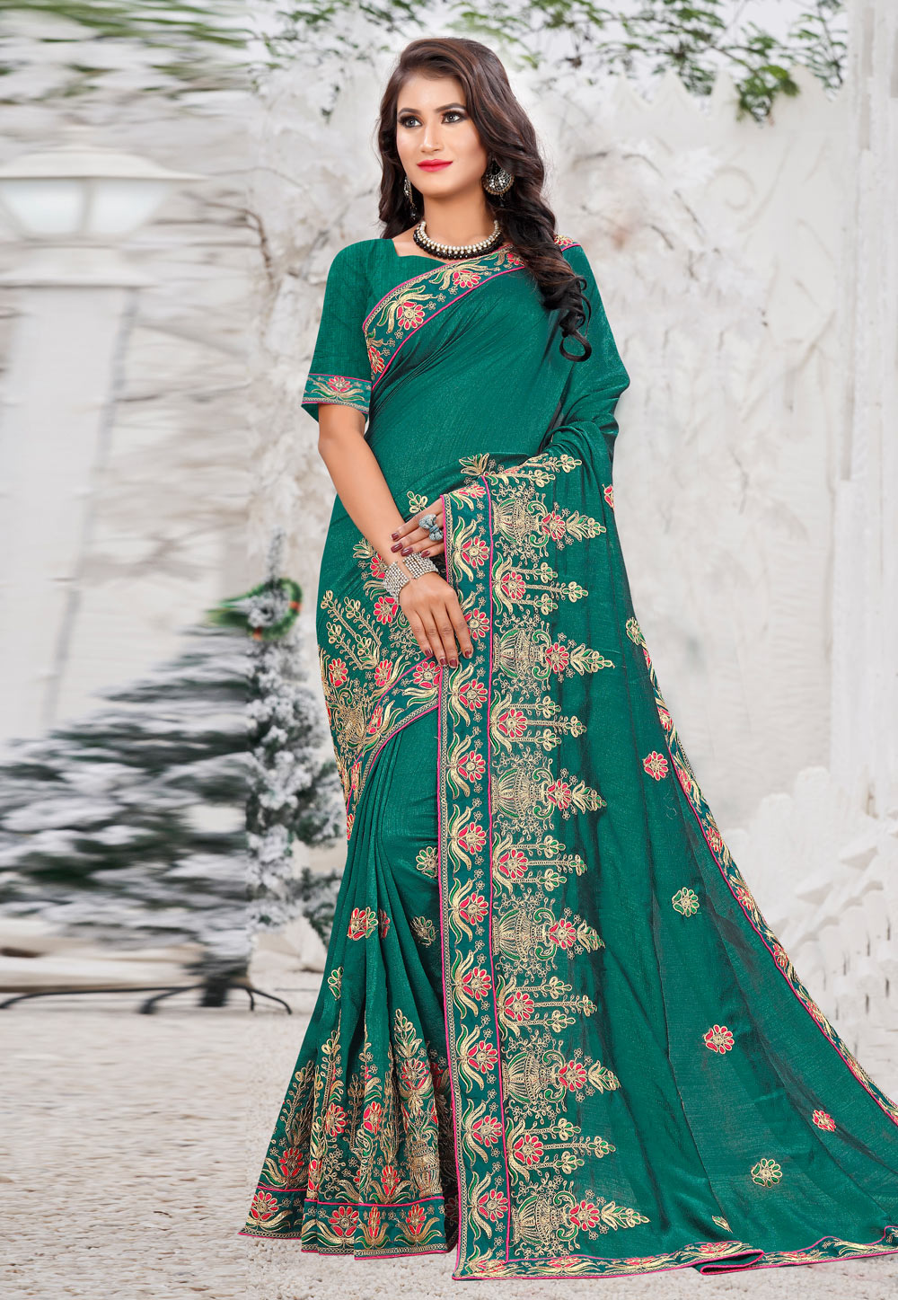 Green Silk Saree With Blouse 207399