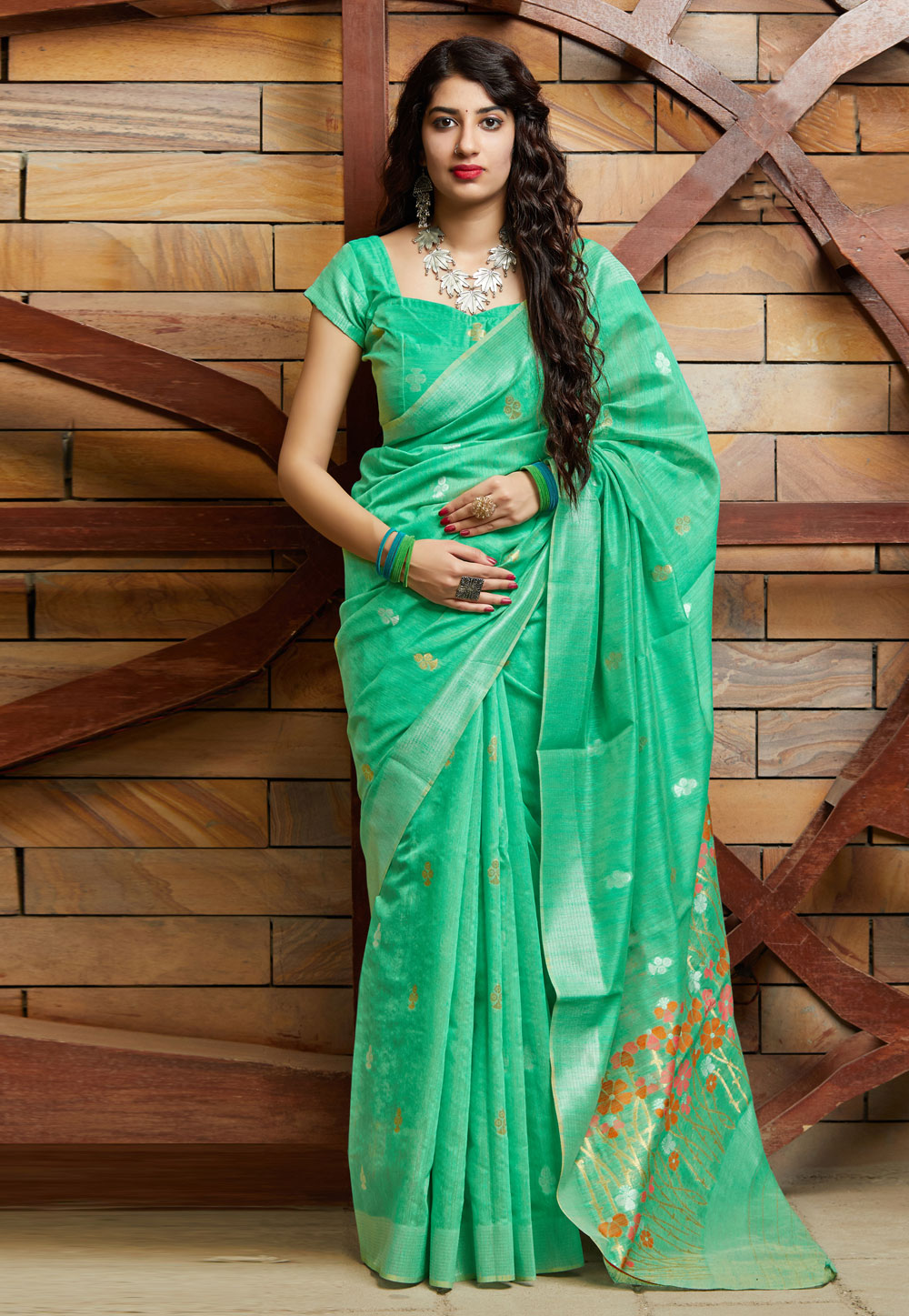 Green Silk Festival Wear Saree 208233