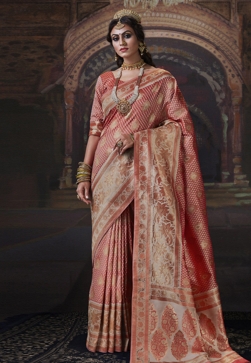 Pink Banarasi Silk Festival Wear Saree 211168