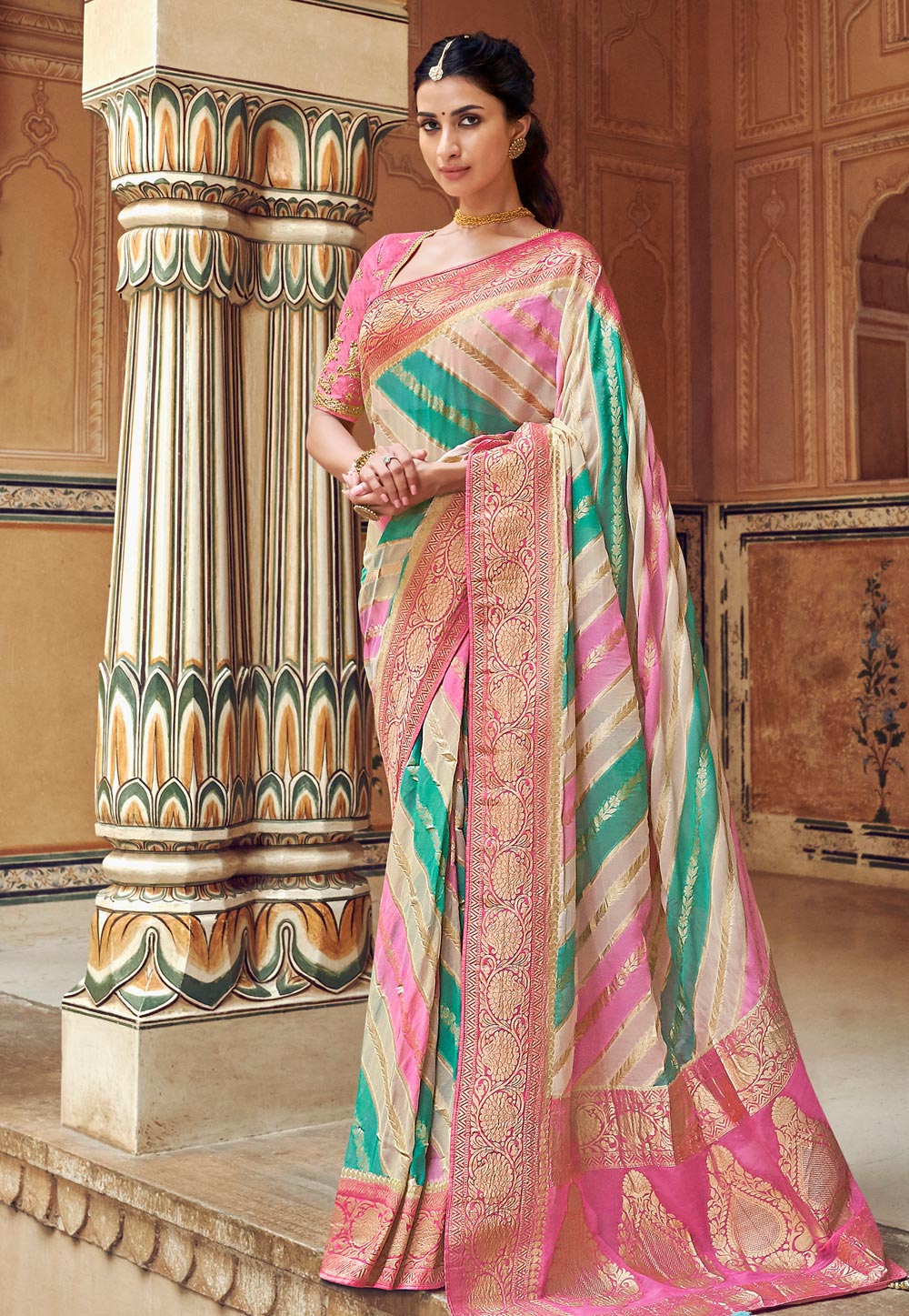 Pink Silk Saree With Blouse 195107